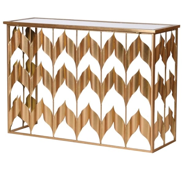 Gold Chevron Console Table