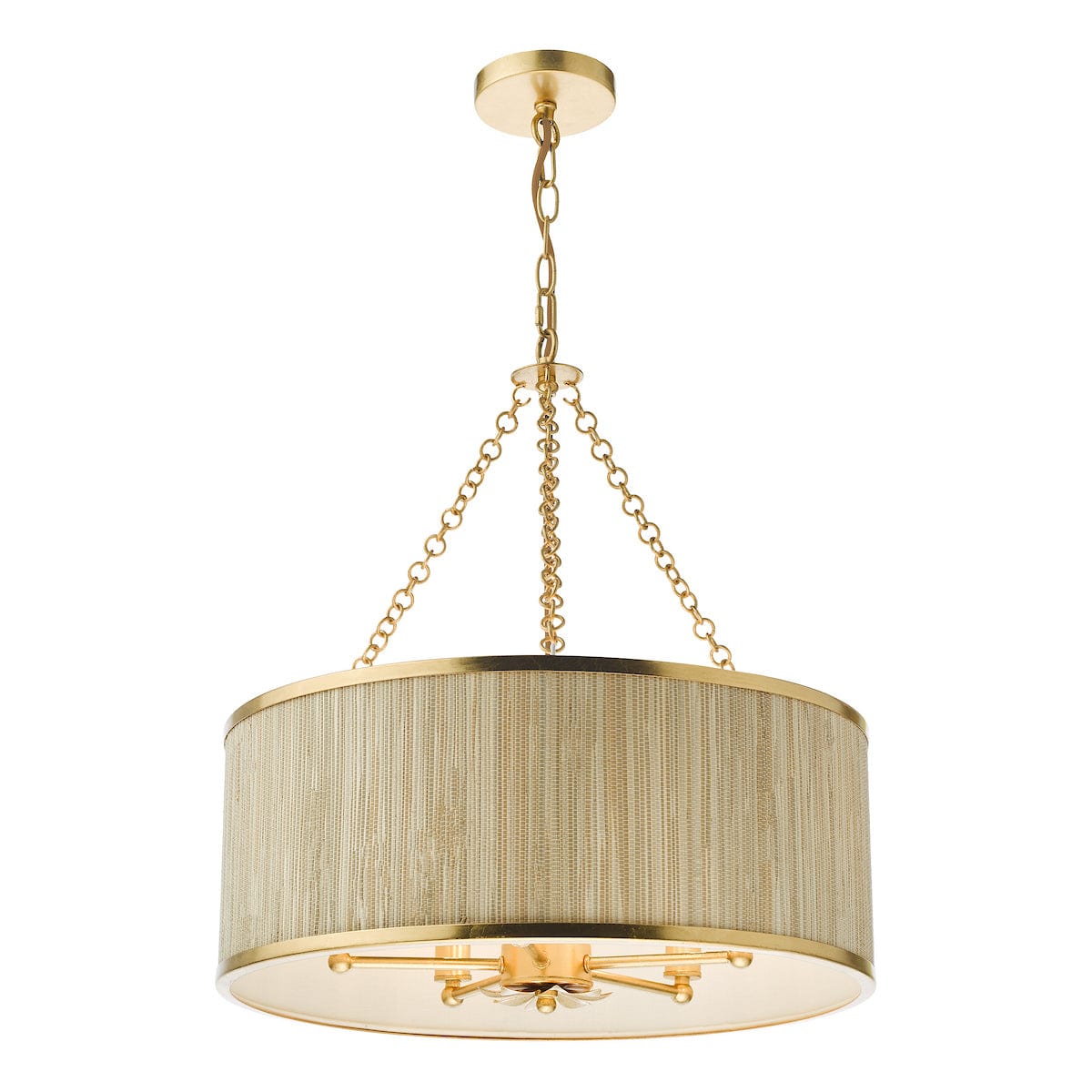 Fenella 5 Light Pendant Gold with Natural Seagrass Shade