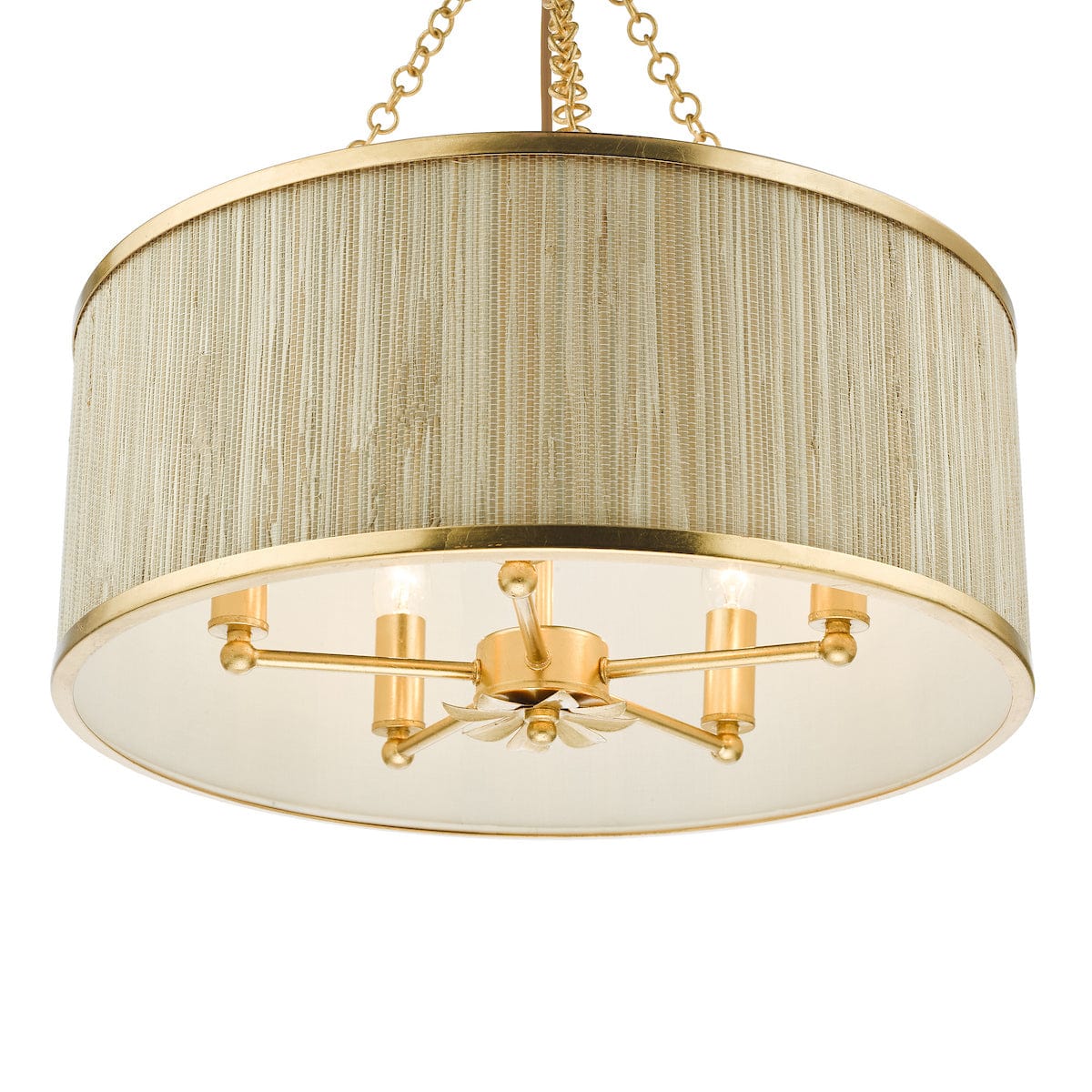 Fenella 5 Light Pendant Gold with Natural Seagrass Shade