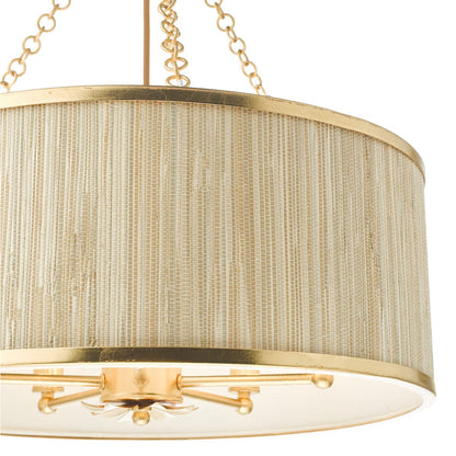 Fenella 5 Light Pendant Gold with Natural Seagrass Shade