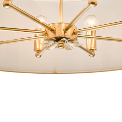 Fenella 8 Light Gold Leaf Pendant with Natural Seagrass Shade