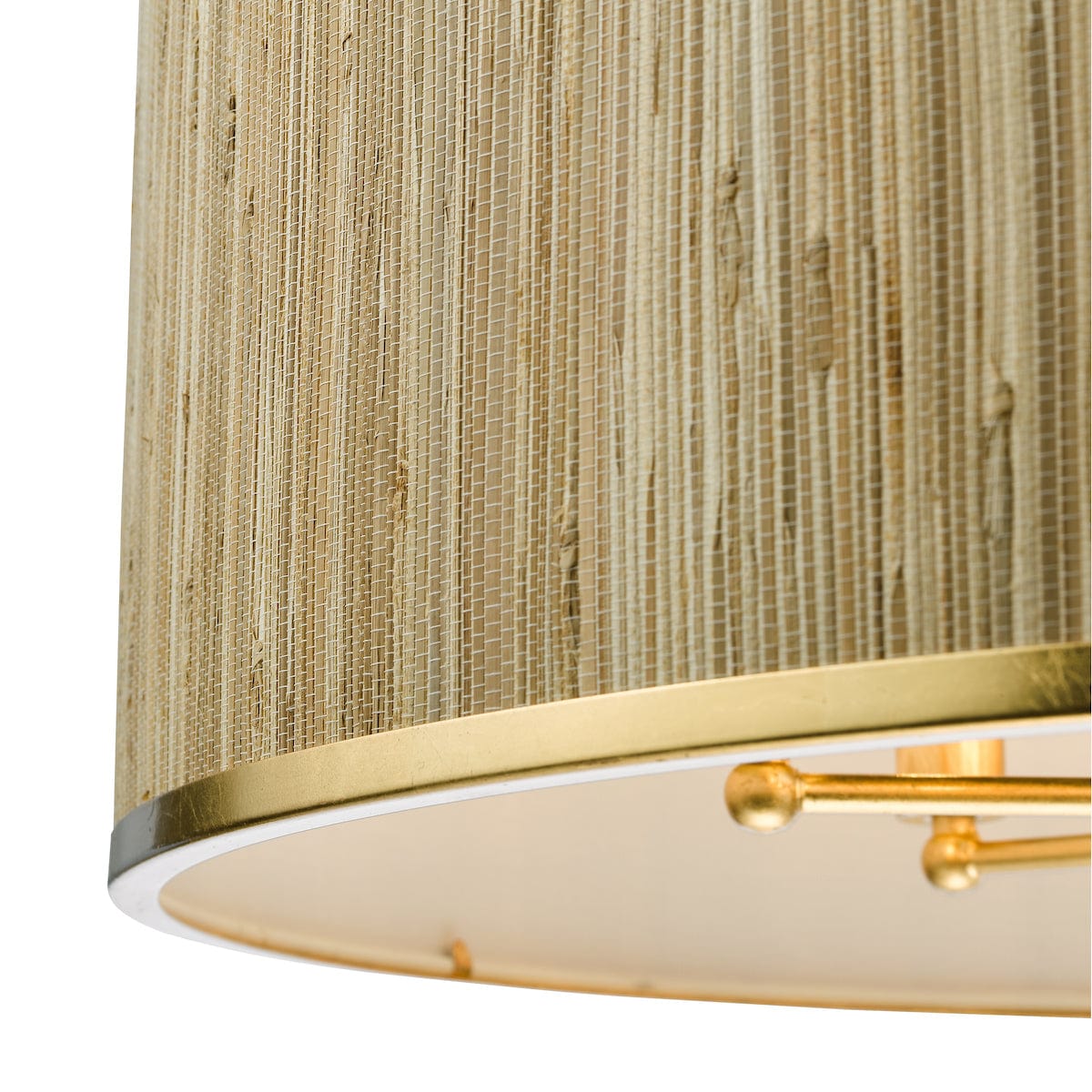 Fenella 8 Light Gold Leaf Pendant with Natural Seagrass Shade