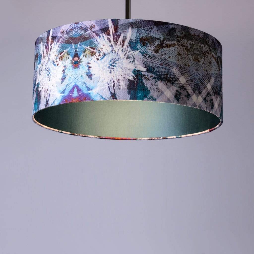 Mairi Helena Scottish Flora Shallow Pendant Shade with Deep Jungle Lining