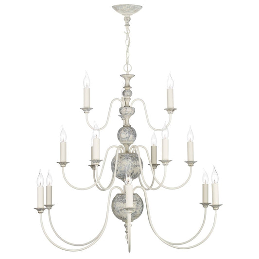 David Hunt Flemish 15 Light Pendant Distressed Powder Grey/Gold