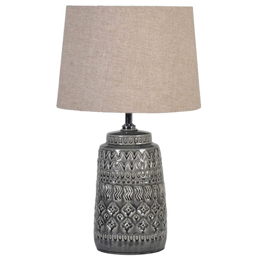 Dark Grey Crackle Glaze Table Lamp with Shade