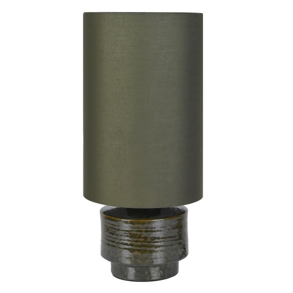 Olive Stoneware Table Lamp with Linen Shade