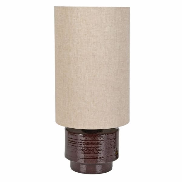 Nut Stoneware Table Lamp with Linen Shade