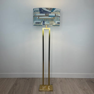 Fitzroy Matt Brass Floor Lamp with Berlin Teal Lampshade
