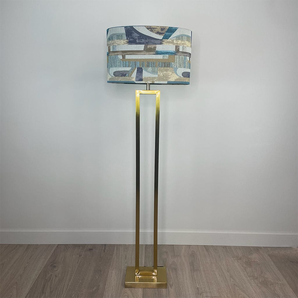 Fitzroy Brushed Steel Floor Lamp with Berlin Teal Shade