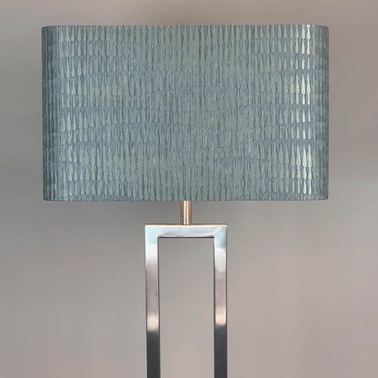 Fitzroy Brushed Steel Floor Lamp with Rounded Rectangle Giotto Moonlight Shade