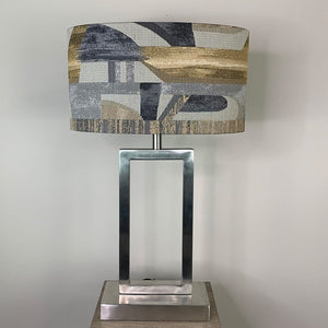 Fitzroy Brushed Steel Table Lamp with Berlin Ochre Oval Shade