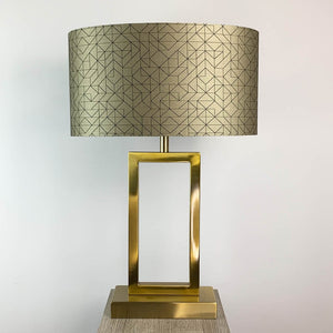 Fitzroy Gold Table Lamp with Gold & Black Geo Oval Shade
