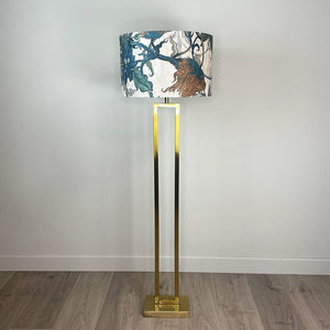 Fitzroy Lacquered Brass Floor Lamp with Timorous Beasties Epic Botanic Lampshade