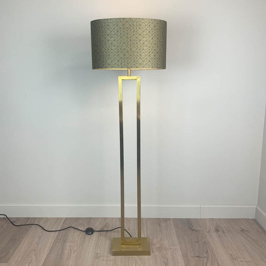 Fitzroy Gold Floor Lamp with Gold & Black Geo Oval Shade