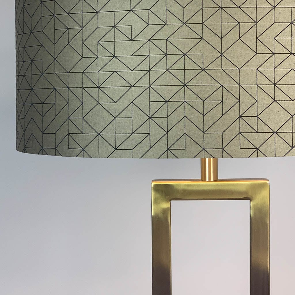 Fitzroy Gold Floor Lamp with Gold & Black Geo Oval Shade