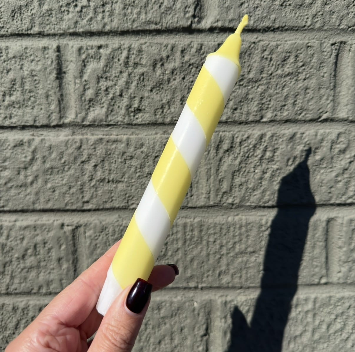 White & Yellow Stripe Candle