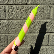 Neon Green & Baby Pink Stripe Candle