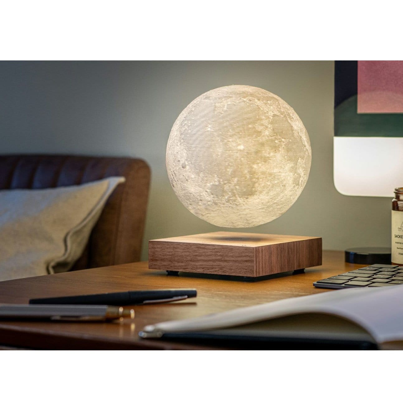 Smart Moon Natural Walnut Wood Lamp