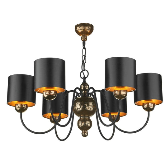 David Hunt Garbo Bronze & Black Shaded 6 Light Chandelier