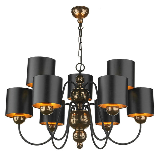 David Hunt Garbo Bronze & Black Shaded 9 Light Chandelier