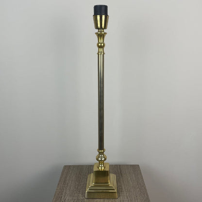 Gold Stick Table Lamp with Square Foot and Tapered Shade