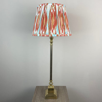 Gold Stick Table Lamp with Square Foot and Tapered Shade