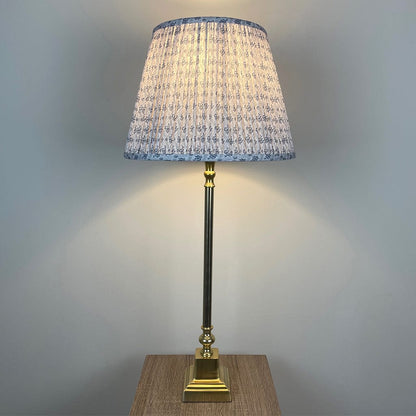 Gold Stick Table Lamp with Square Foot and Tapered Shade