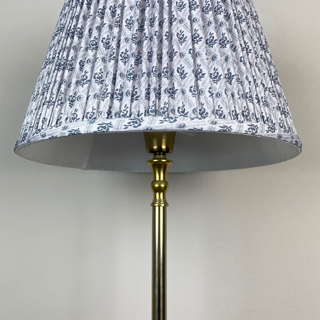 Gold Stick Table Lamp with Square Foot and Tapered Shade