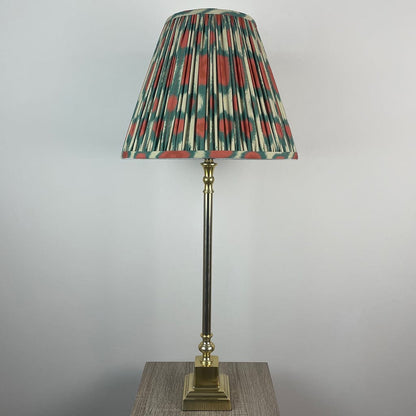 Gold Stick Table Lamp with Square Foot and Tapered Shade