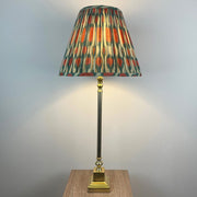 Gold Stick Table Lamp with Square Foot & Tapered Shade