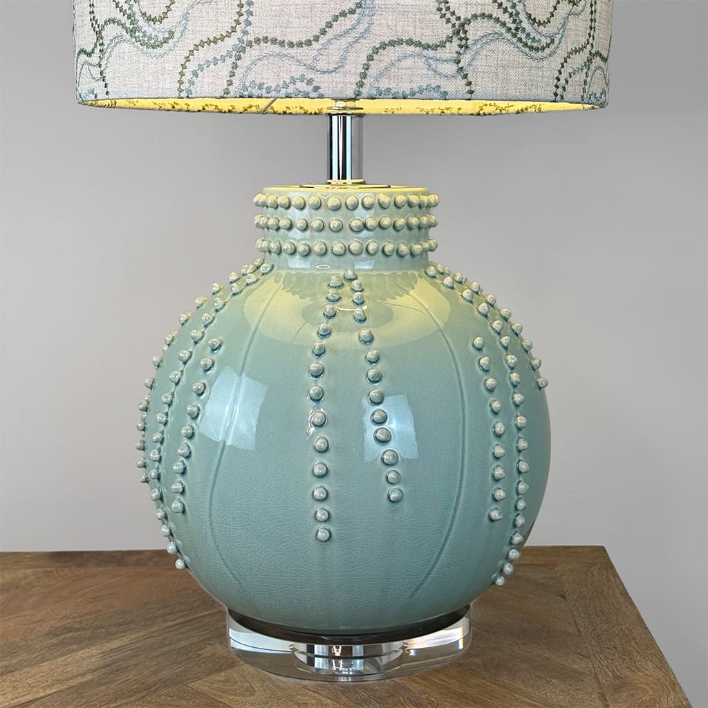 Pastel Green Beaded Lamp with Bespoke Lampshade