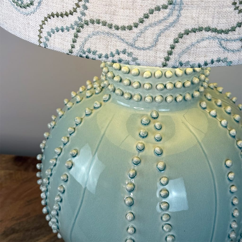 Pastel Green Beaded Lamp with Bespoke Lampshade
