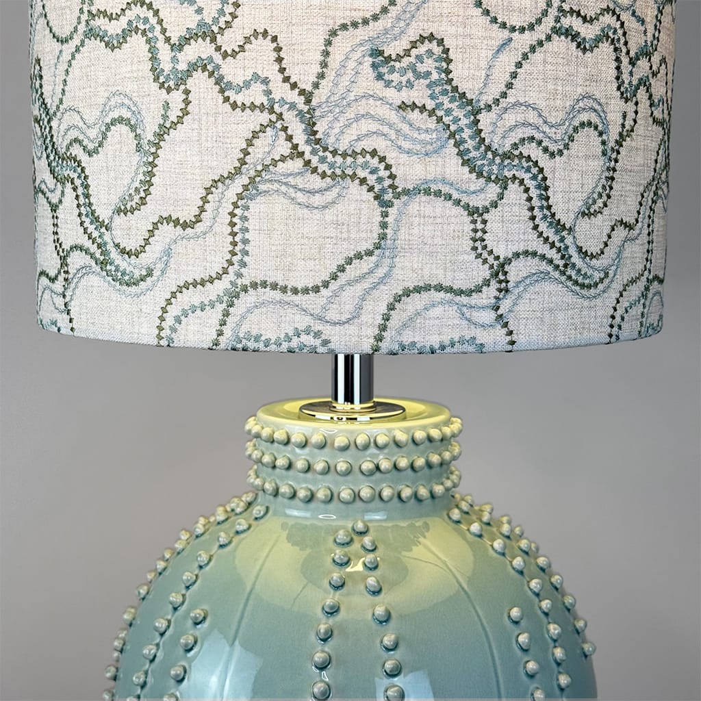 Pastel Green Beaded Lamp with Bespoke Lampshade