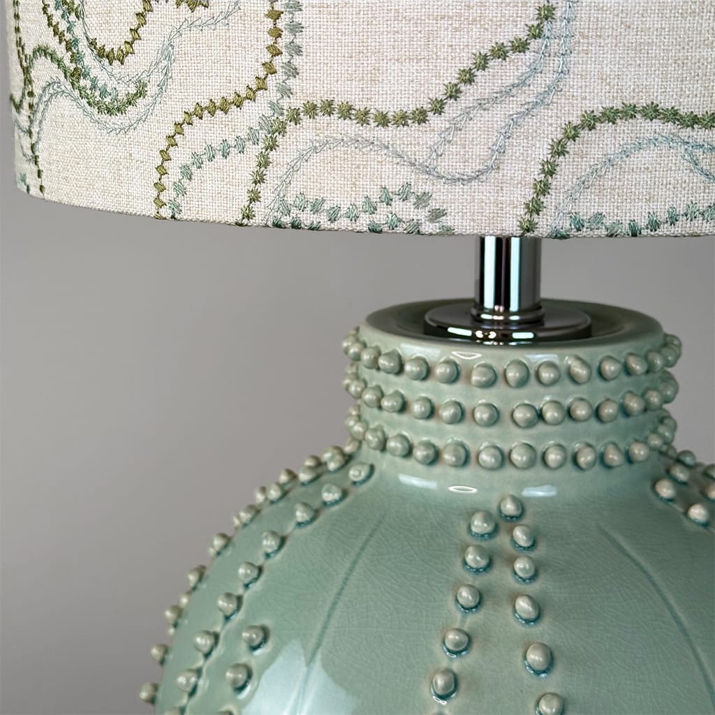Pastel Green Beaded Lamp with Bespoke Lampshade