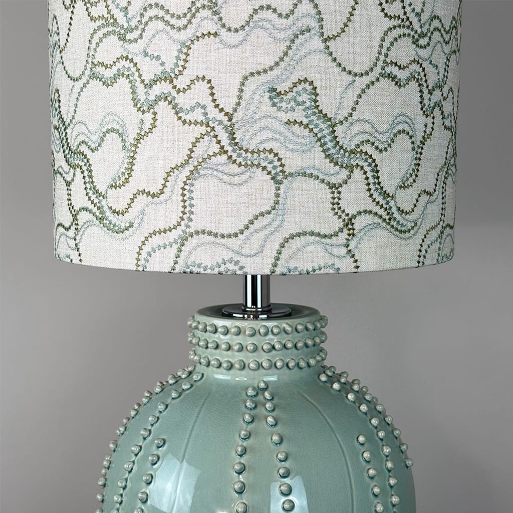 Pastel Green Beaded Lamp with Bespoke Lampshade