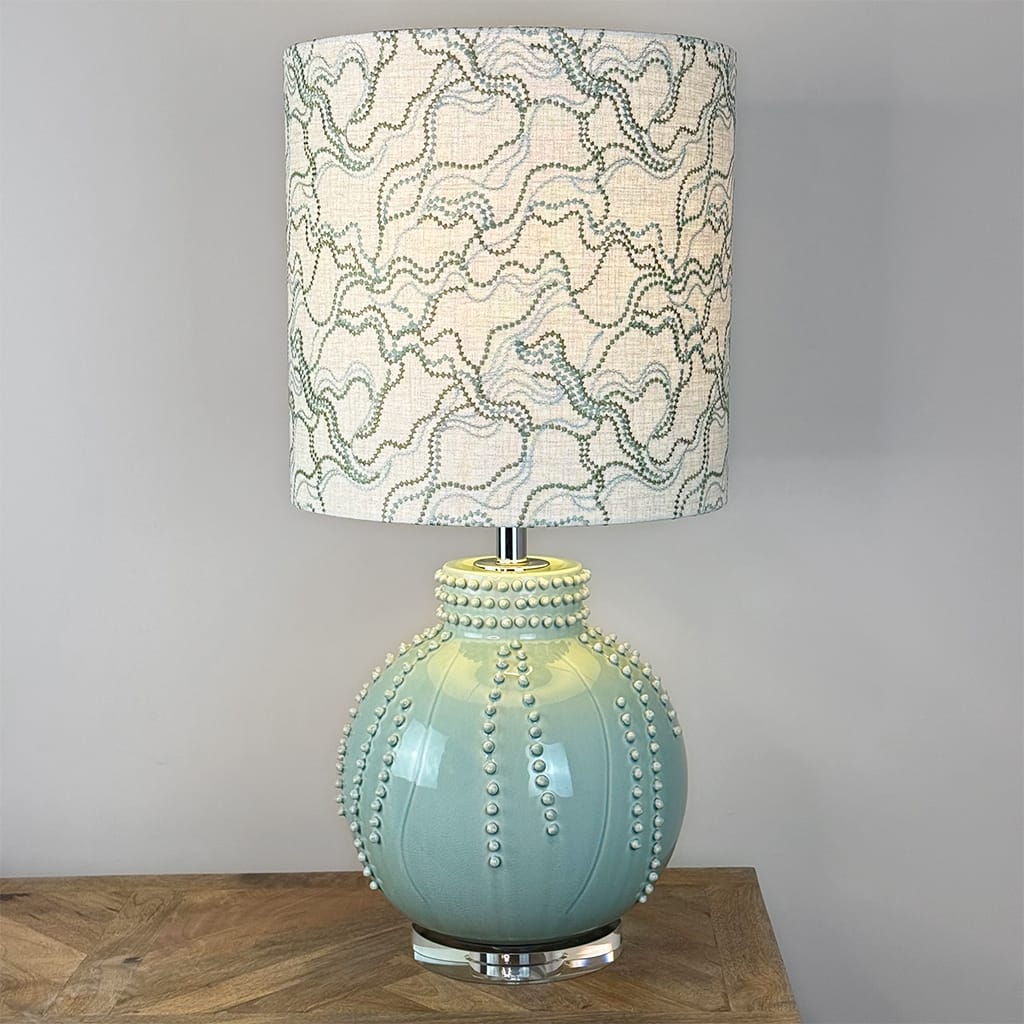 Pastel Green Beaded Lamp with Bespoke Lampshade