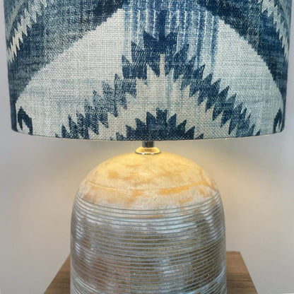 Nelu Warm Grey Wash Dome Table Lamp with Santa Cruz Indigo Shade