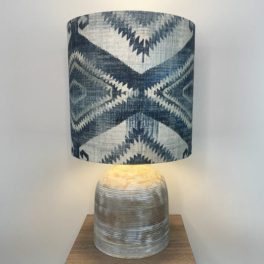 Nelu Warm Grey Wash Dome Table Lamp with Santa Cruz Indigo Shade