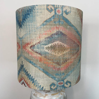 Nelu Warm Grey Wash Dome Table Lamp with Santa Cruz Teal Shade