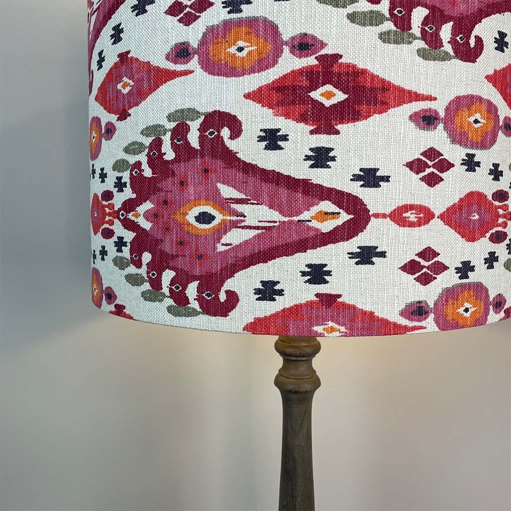 Grey Mango Wood Floor Lamp with Boho Begonia Ikat Shade