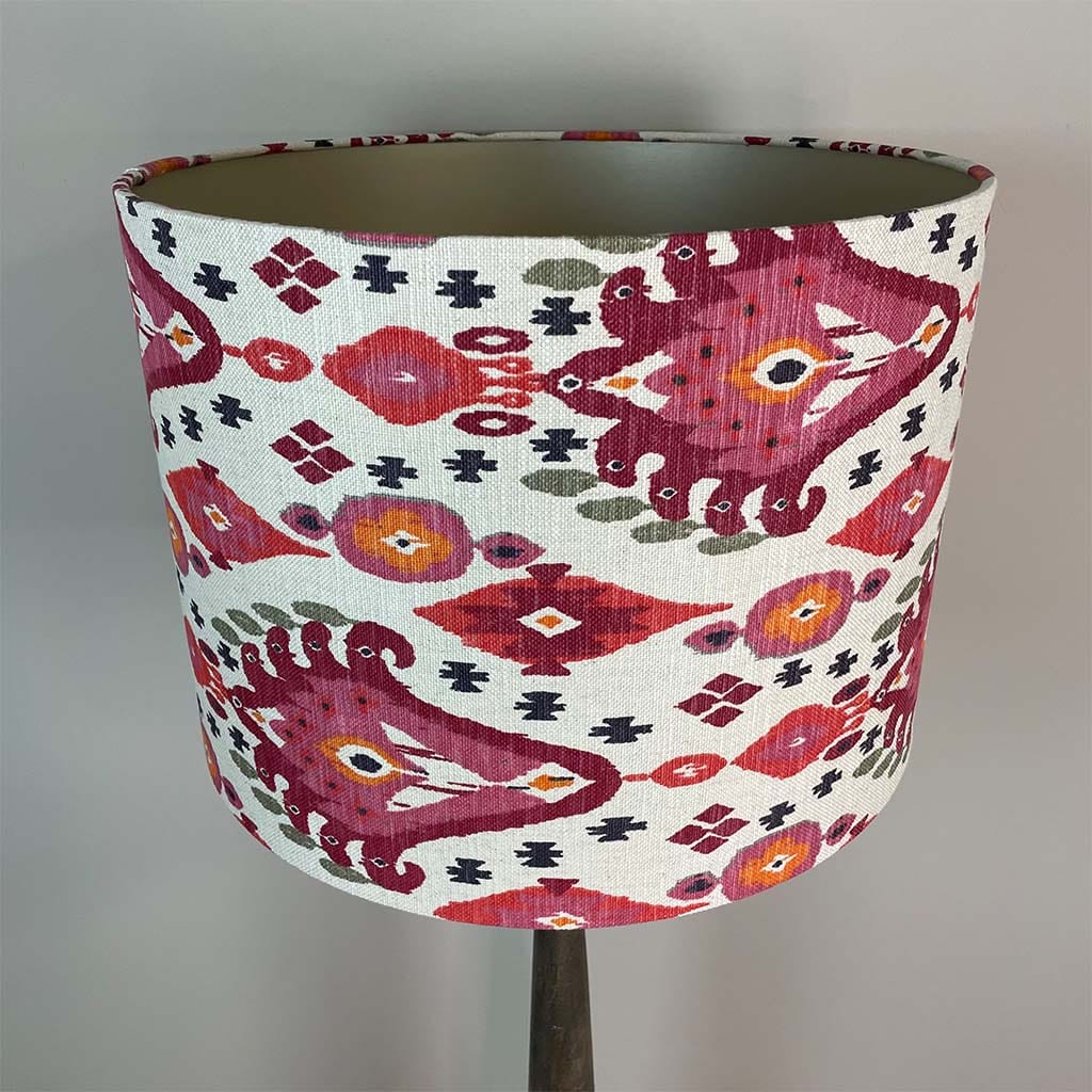 Grey Mango Wood Floor Lamp with Boho Begonia Ikat Shade