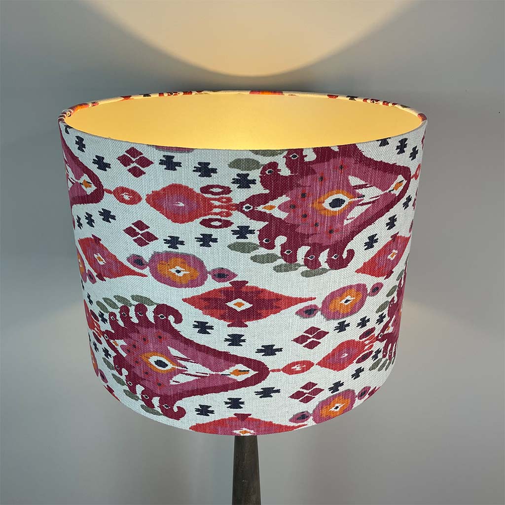Grey Mango Wood Floor Lamp with Boho Begonia Ikat Shade