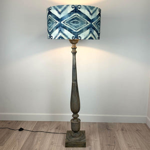 Grey Mango Wood Floor Lamp with Santa Cruz Indigo Shade