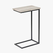 Grey Oak Wood Veneer and Black Metal Supper Side Table