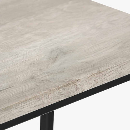 Grey Oak Wood Veneer and Black Metal Supper Side Table