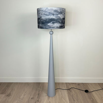 Grey Painted Wooden Floor Lamp with Stratus Charcoal Shade