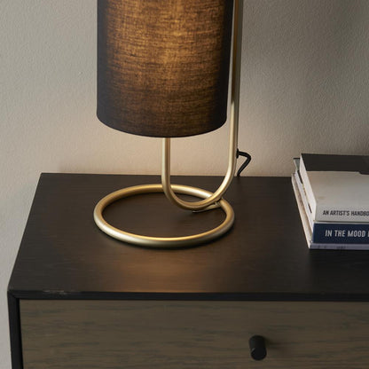 Hoop Antique Brass Table Lamp with Black Shade