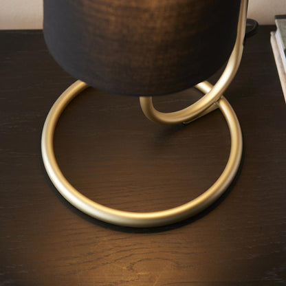 Hoop Antique Brass Table Lamp with Black Shade