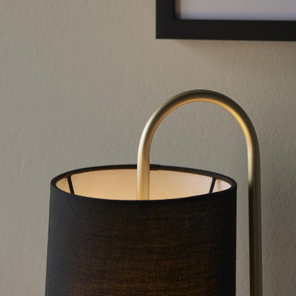 Hoop Antique Brass Table Lamp with Black Shade