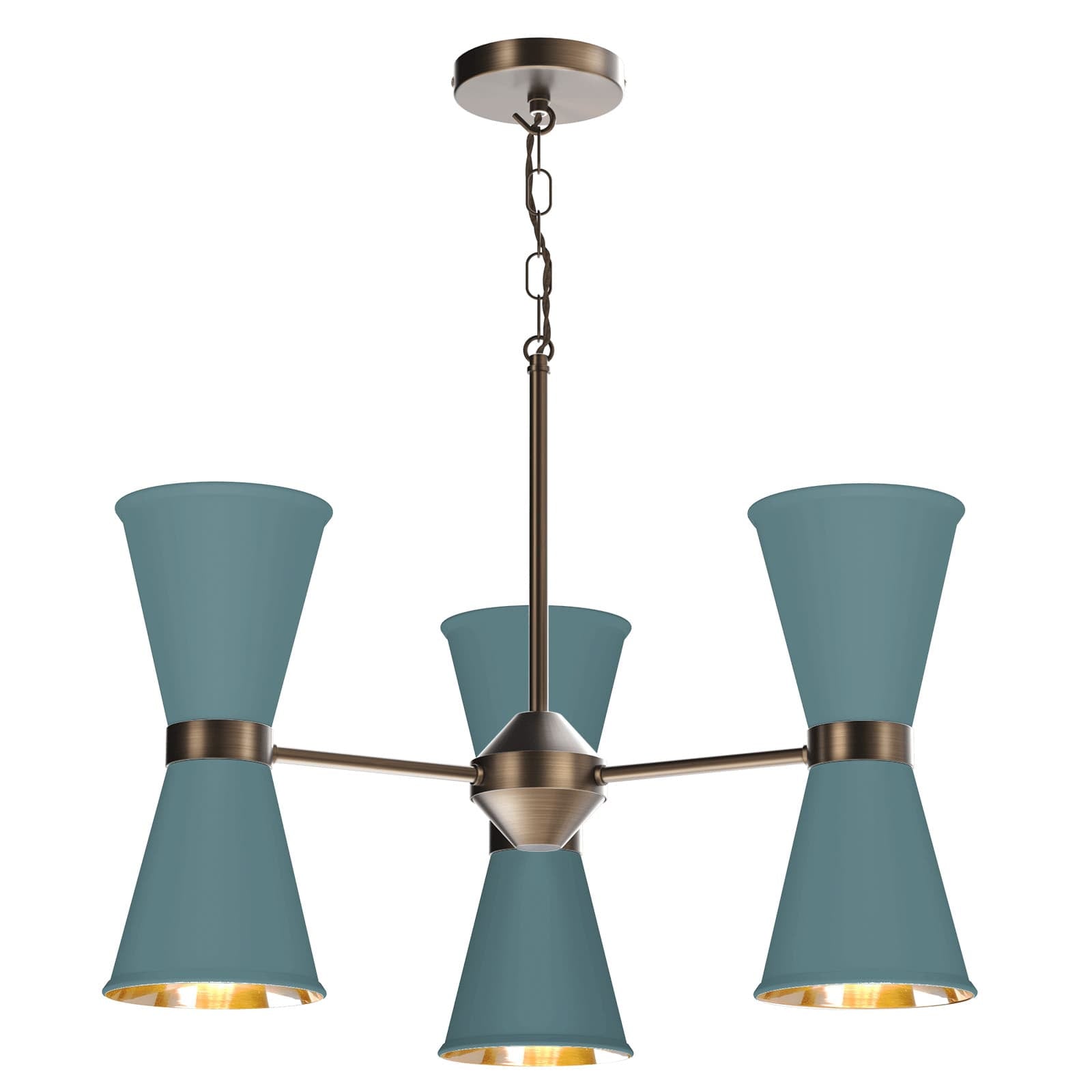 David Hunt Hyde 6 Light Antique Brass Pendant - Choose Your Shades